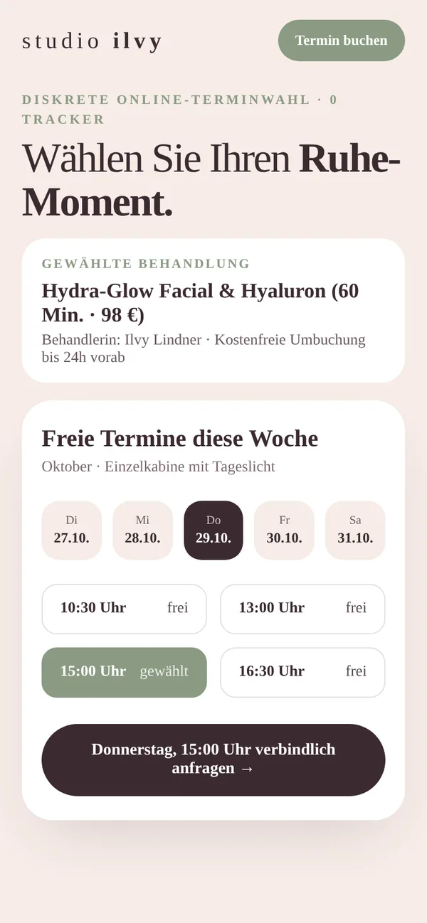 Konzept „Studio Ilvy“, Ansicht 3 auf dem Smartphone
