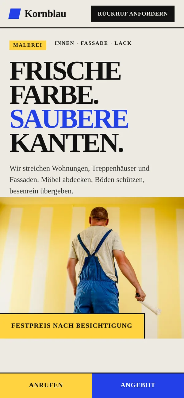 Konzept „Malerei Kornblau“, Ansicht 1 auf dem Smartphone